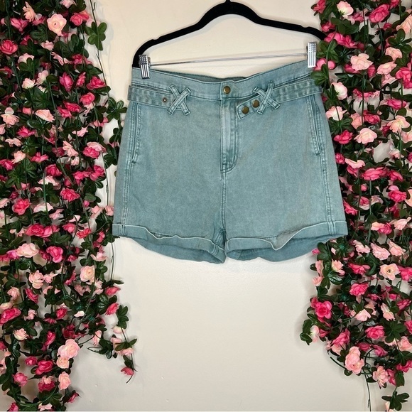 BDG Cora Acidwash Paperbag Jean Shorts OB973734 Size 27 Boho Teal Green Women - Picture 1 of 10